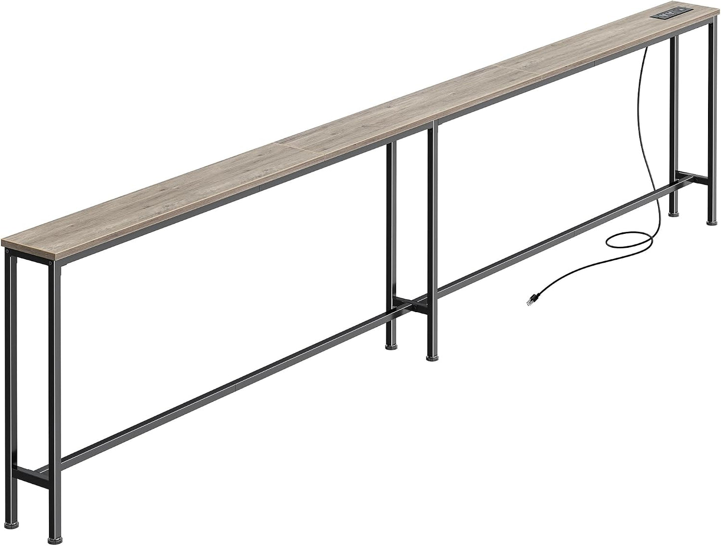 Narrow Sofa Console Table with Charging Station – Slim Behind-the-Couch Table for Small Spaces