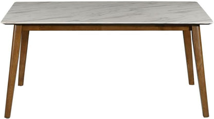 Modern Farmhouse Dining Table – Natural Wood & Elegant Faux Marble Top