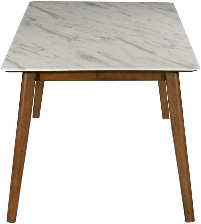 Modern Farmhouse Dining Table – Natural Wood & Elegant Faux Marble Top