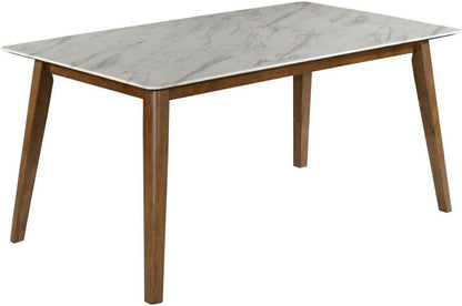 Modern Farmhouse Dining Table – Natural Wood & Elegant Faux Marble Top