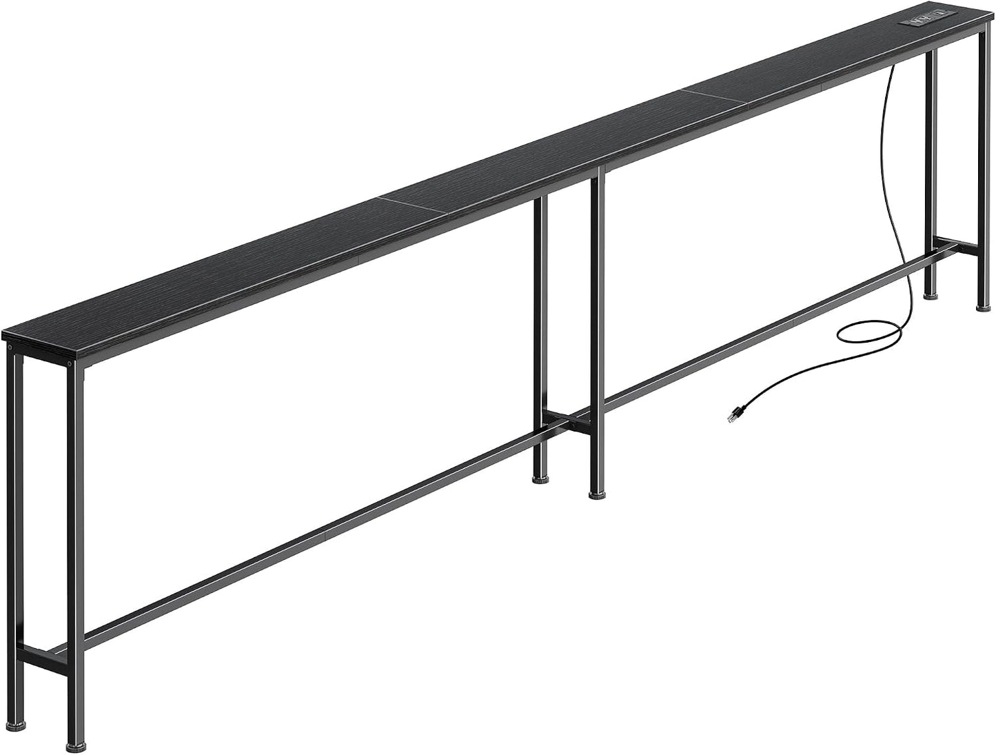 Narrow Sofa Console Table with Charging Station – Slim Behind-the-Couch Table for Small Spaces