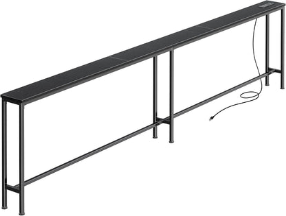 Narrow Sofa Console Table with Charging Station – Slim Behind-the-Couch Table for Small Spaces