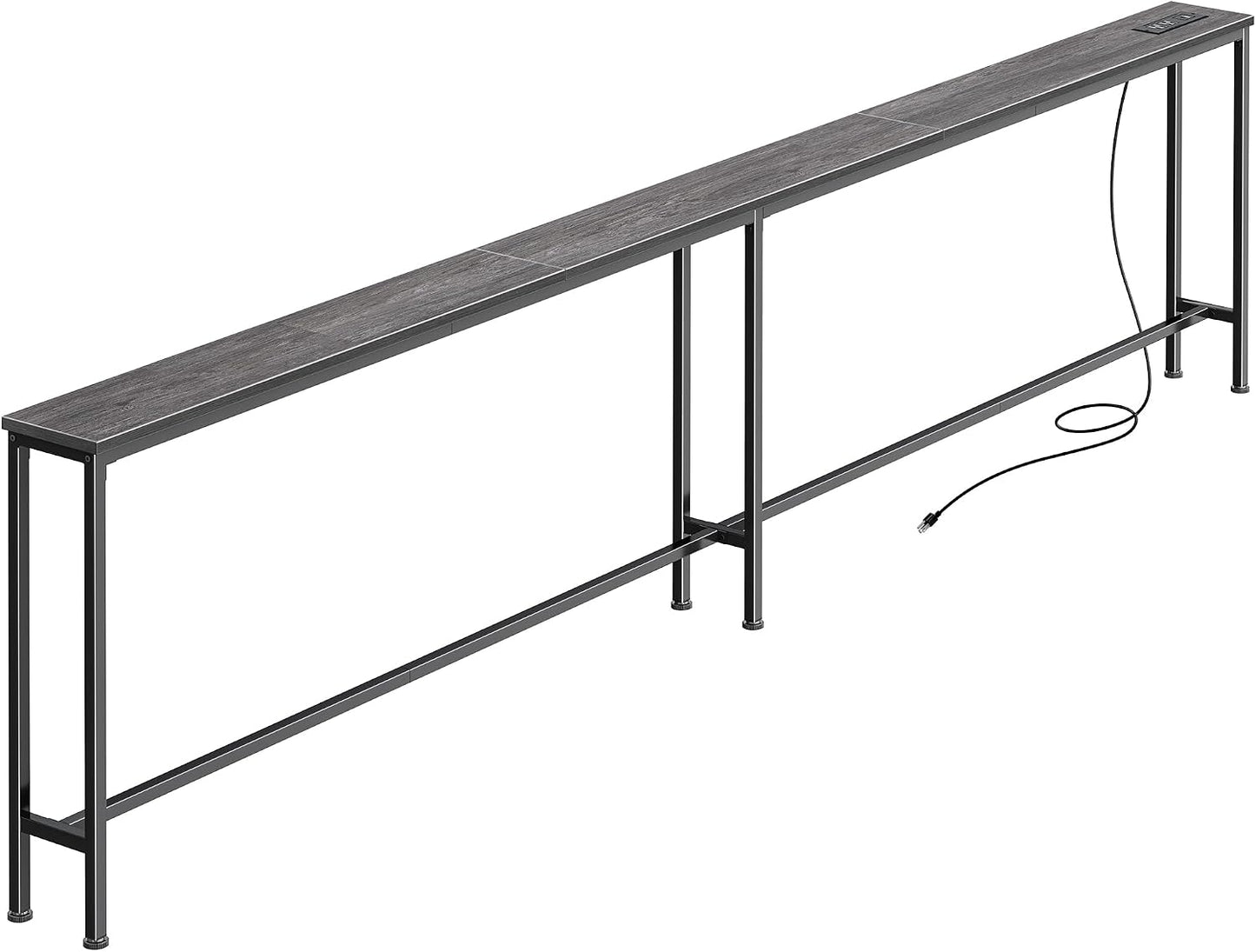 Narrow Sofa Console Table with Charging Station – Slim Behind-the-Couch Table for Small Spaces