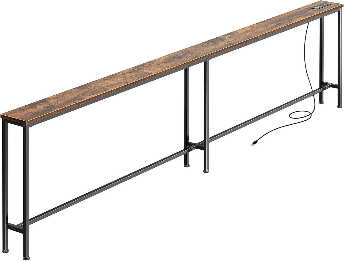 Narrow Sofa Console Table with Charging Station – Slim Behind-the-Couch Table for Small Spaces