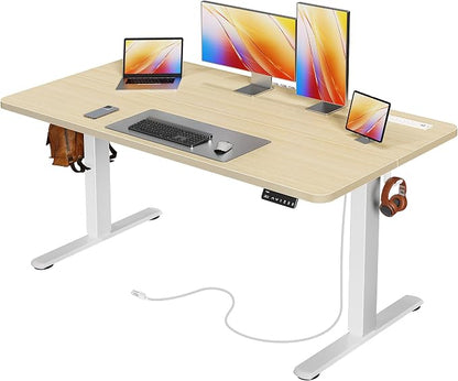 Electric Standing Desk with Power Outlets & USB-C – Height Adjustable Sit-Stand Computer Desk