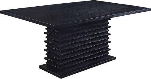 Modern Black Dining Table – Elegant Rectangular Table with Sculptural Pedestal Base
