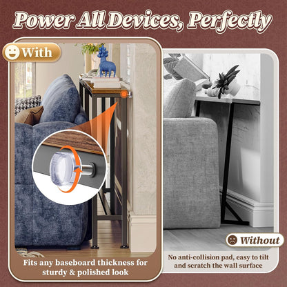 Narrow Sofa Console Table with Charging Station – Slim Behind-the-Couch Table for Small Spaces