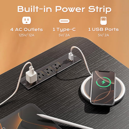 Electric Standing Desk with Power Outlets & USB-C – Height Adjustable Sit-Stand Computer Desk