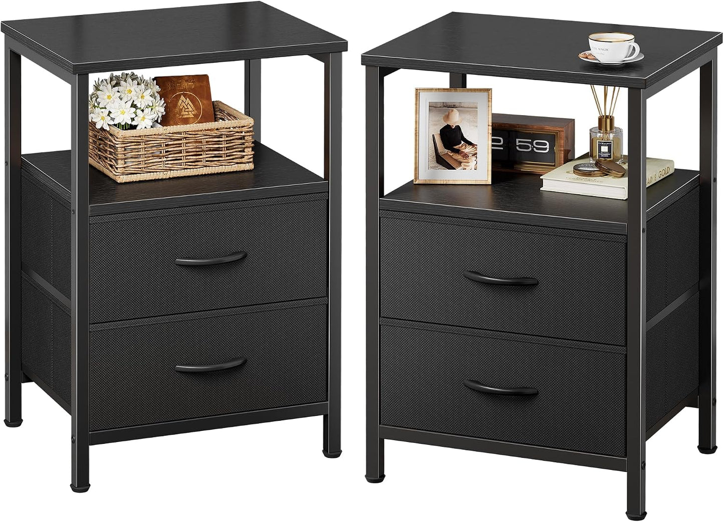 Modern Wooden Nightstand with Drawers – Stylish Bedside Storage Cabinet for Bedroom