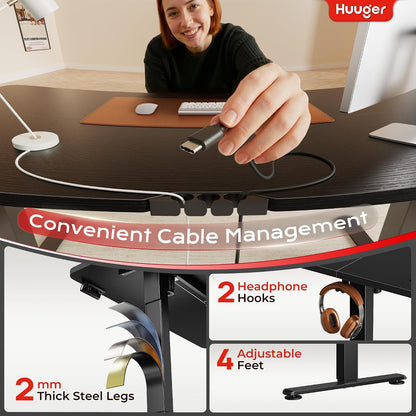 Electric Standing Desk with Power Outlets & USB-C – Height Adjustable Sit-Stand Computer Desk