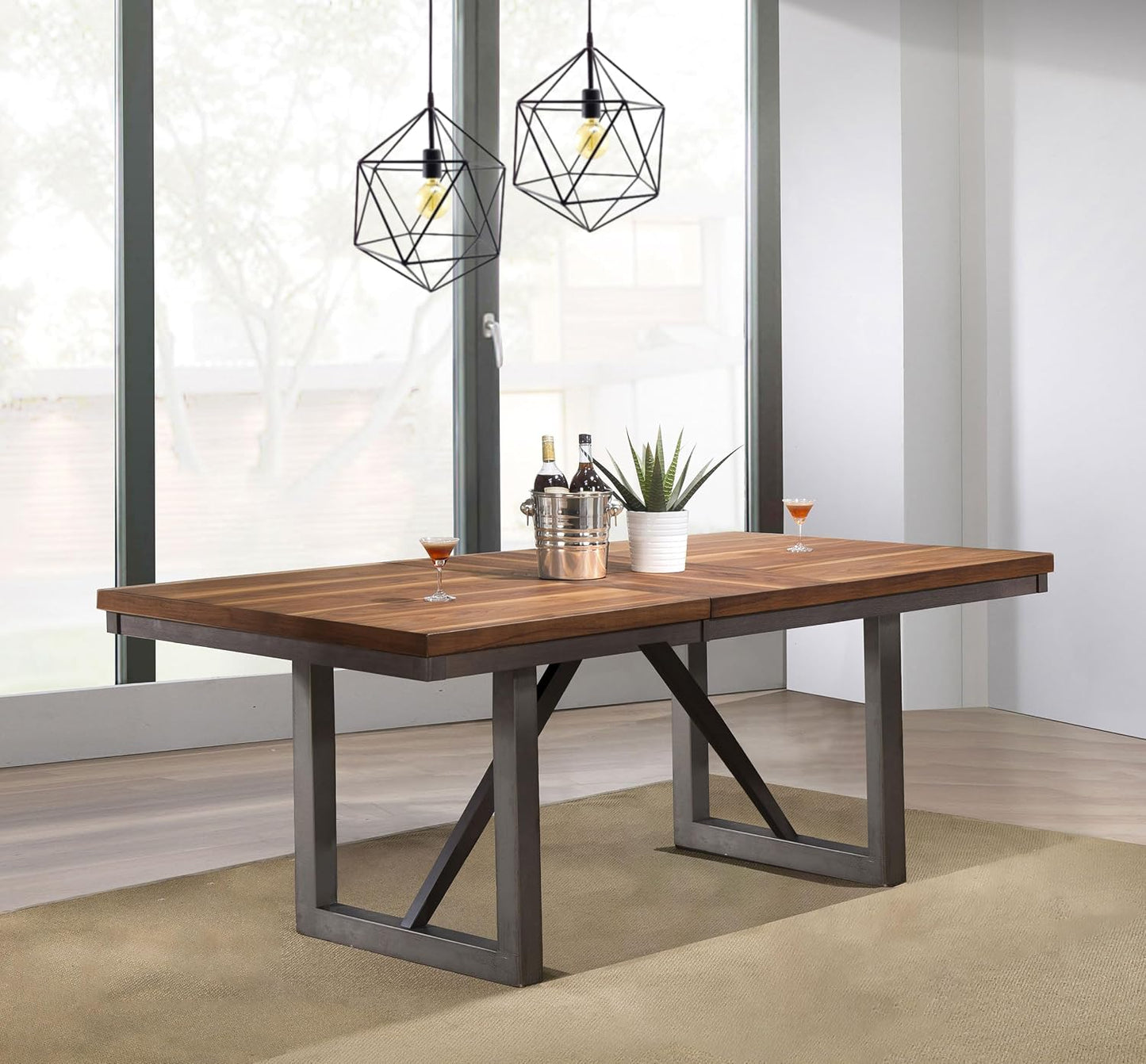 Natural Wood Extension Dining Table – Expandable Farmhouse Table for Family & Entertaining