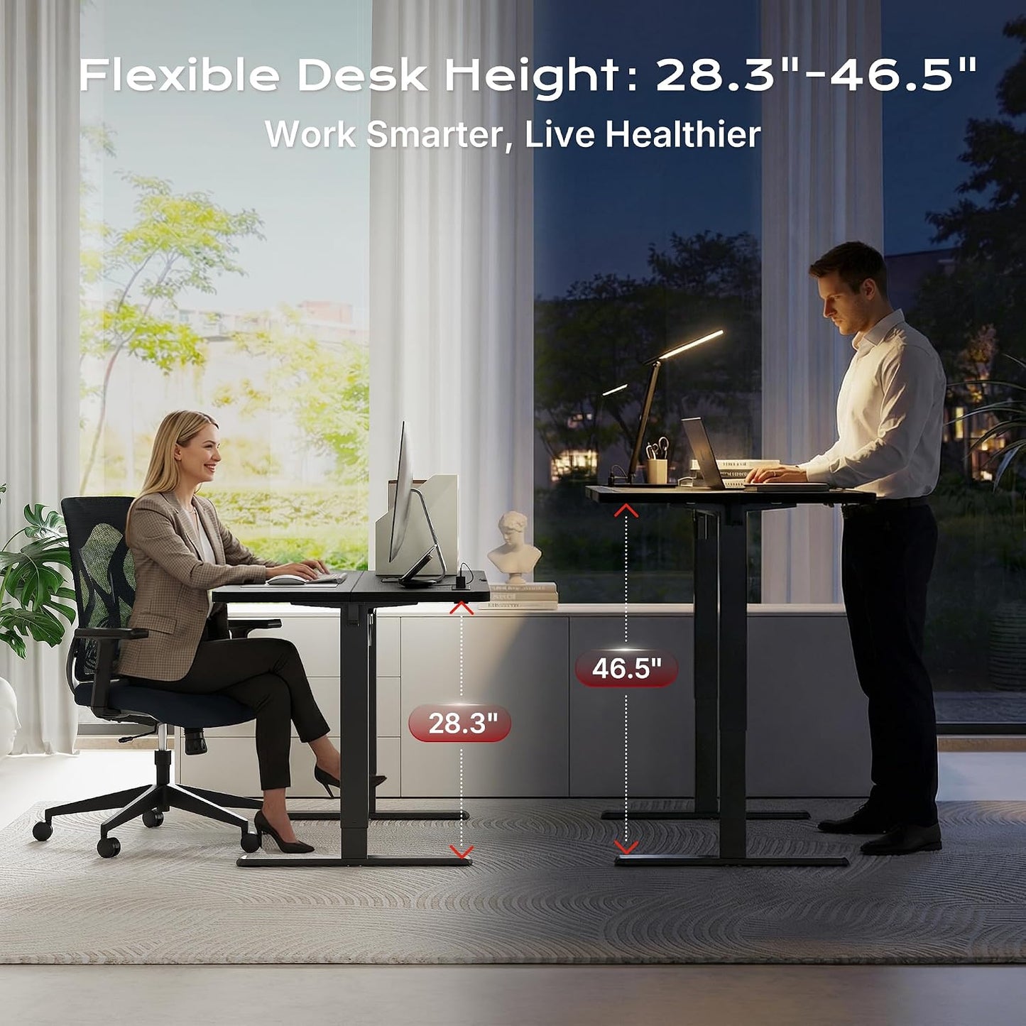 71" Electric Standing Desk – Height Adjustable Sit-Stand Computer Desk with Power & USB-C