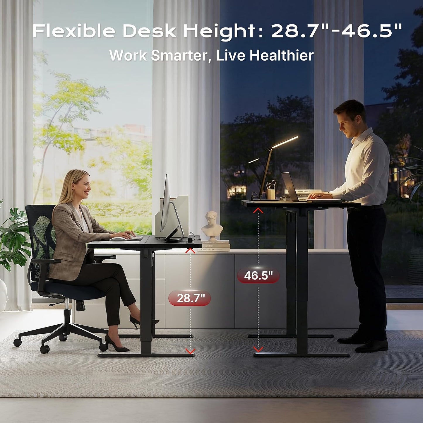 Electric Standing Desk with Power Outlets & USB-C – Height Adjustable Sit-Stand Computer Desk
