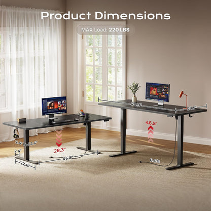 71" Electric Standing Desk – Height Adjustable Sit-Stand Computer Desk with Power & USB-C