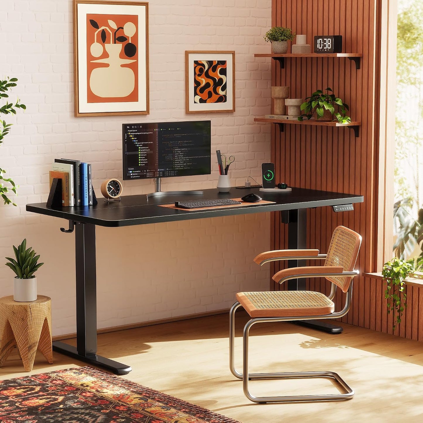 Electric Standing Desk with Power Outlets & USB-C – Height Adjustable Sit-Stand Computer Desk