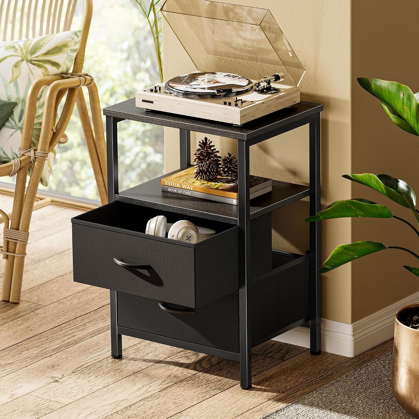 Modern Wooden Nightstand with Drawers – Stylish Bedside Storage Cabinet for Bedroom