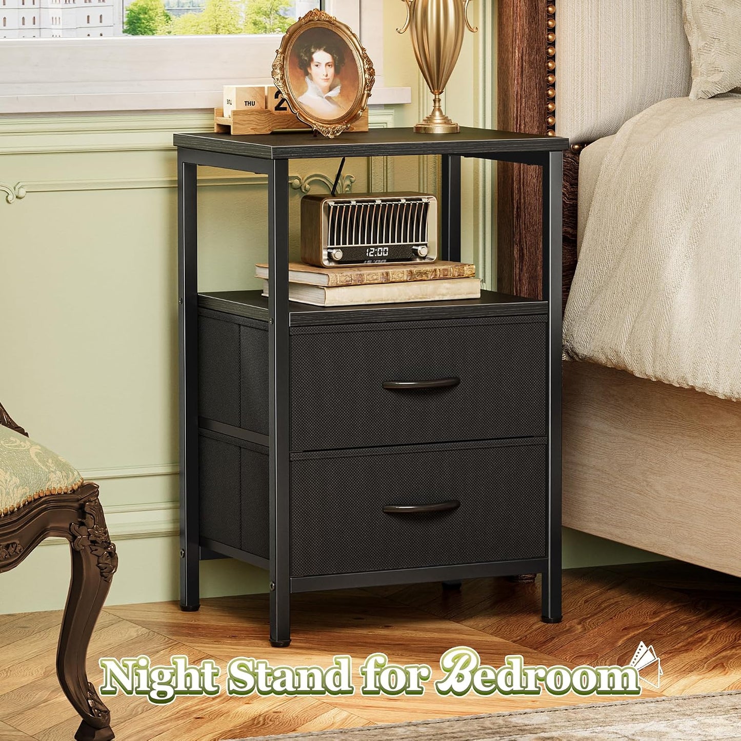 Modern Wooden Nightstand with Drawers – Stylish Bedside Storage Cabinet for Bedroom