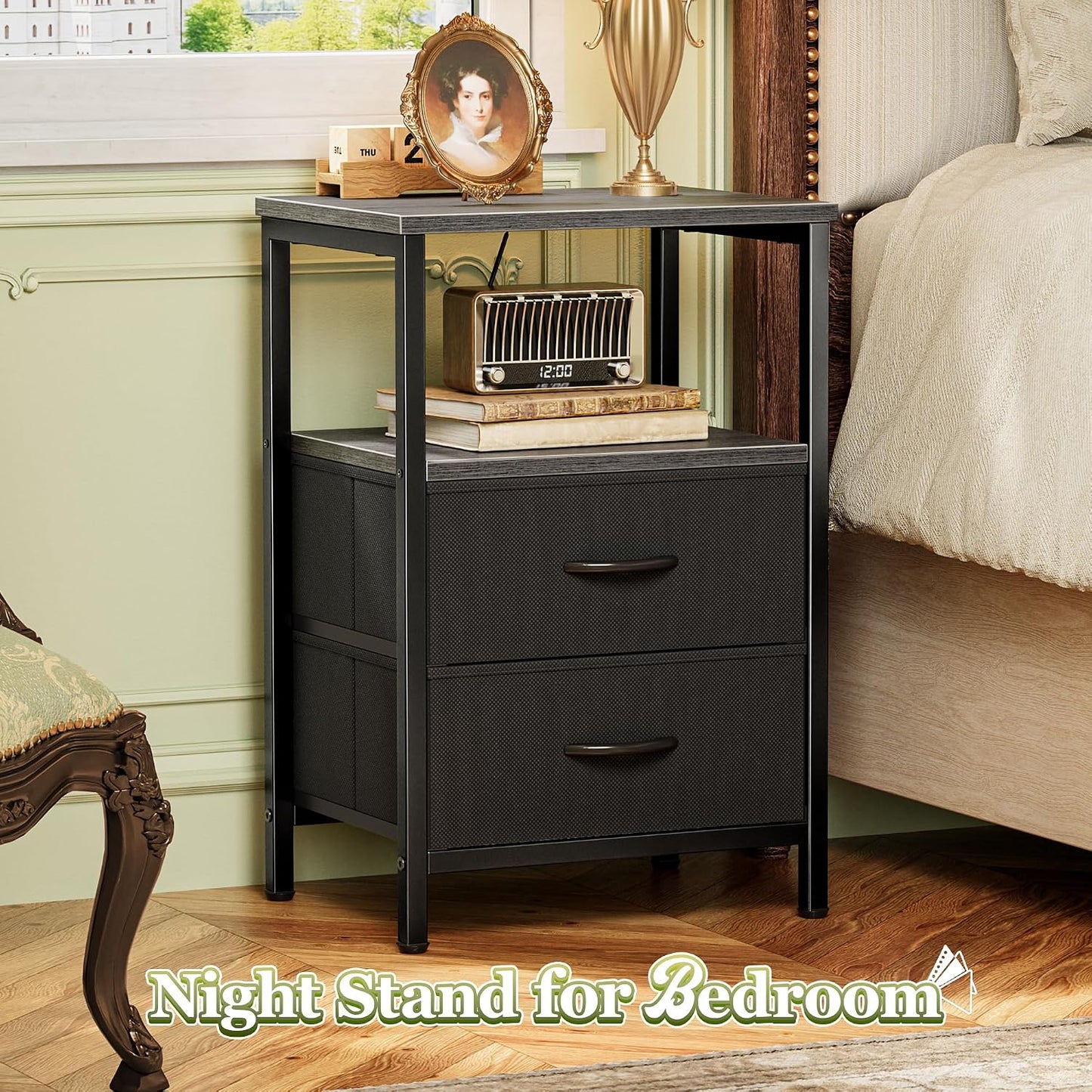 Modern Wooden Nightstand with Drawers – Stylish Bedside Storage Cabinet for Bedroom