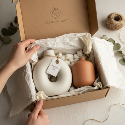 Ceramic vase set gift packaging unboxing